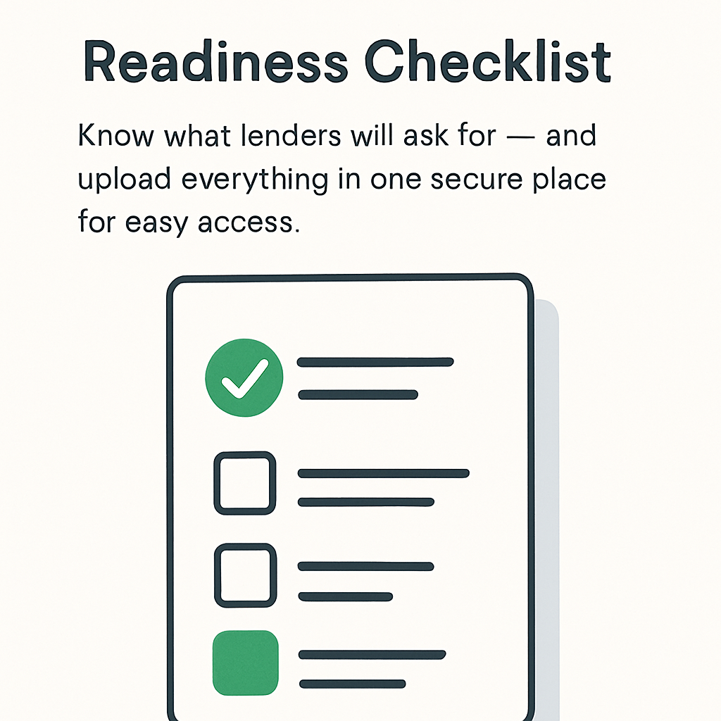 Document checklist with completion status indicators